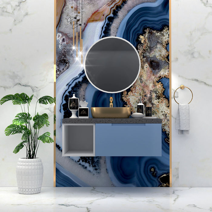 "Vanity, White, Blue & Grey Vanity, Wooden Vanity, Vanity with Drawer, Vanity for Bathroom,   Wall Mounted Vanity, Vanity - IM111 "