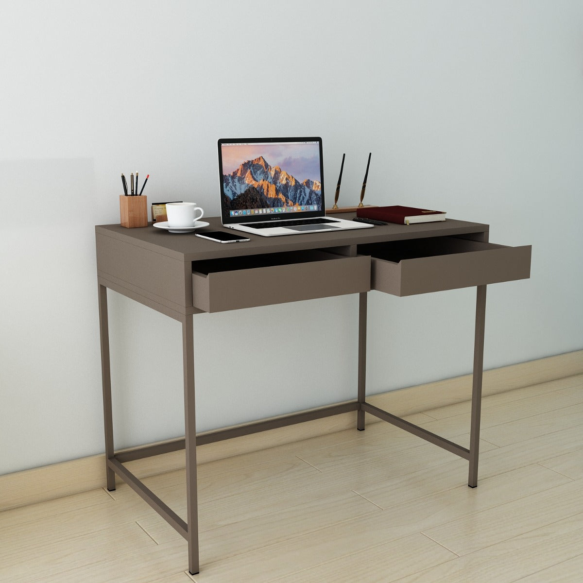 Study Table, Brown Color Study Table, Study Table with Drawer, Study Table with Brown MS Leg, Study Table - EL - 12035