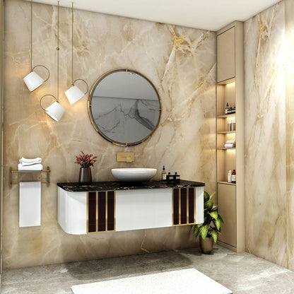 "Vanity, Black, Gold & White Vanity, Wooden Vanity, Vanity with Shutter, Vanity for Bathroom,   Wall Mounted Vanity, Vanity  - IM107 "