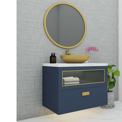 Vanity/Water Resistant Vanity in PVC laminate finish,Bathroom Vanity in water resistant finish,bathroom wall hanging unit with PVC  finish-EL205