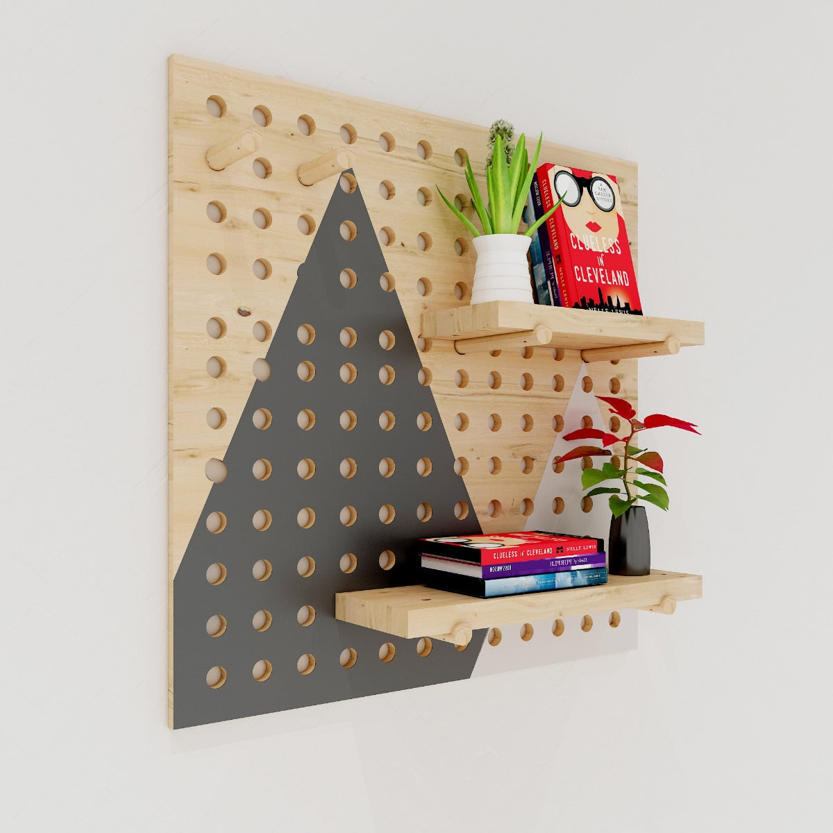 Storage unit with pine sticks for hanging and shelf, open storage wall unit in solid finish, utility wall shelf for storage,Wall  mounted storage unit,Wall shelf unit-IM404