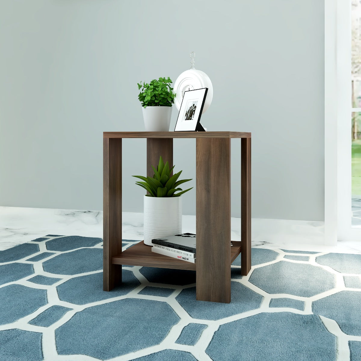 Wooden end Table , end table inprelaminate particle board, modern look wooden end table in brown ,Floor standing End Table - VI869