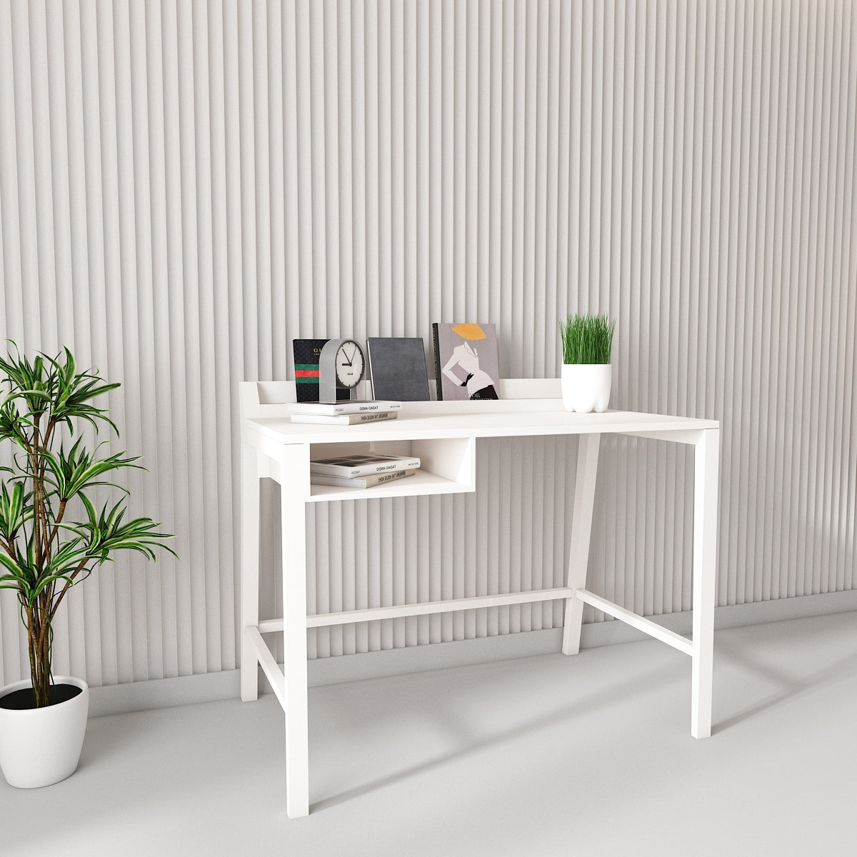 Triangular Table Study White Study Table, White Color Study Table, Study Table with Open Space, Stu ...