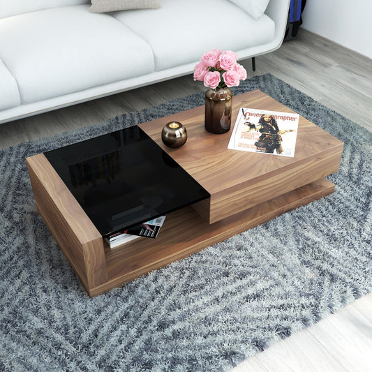 Rectangular Coffee Table ,coffee table for living/waiting area modern look coffee table in brown & black in prelaminate particle board,Coffee Table - EL798