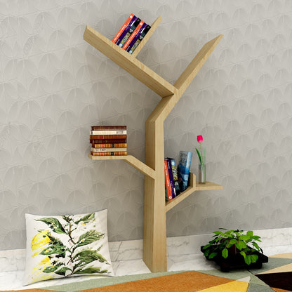 Wooden bookshelf ,  bookshelf  with tapered shelves , Wooden look bookshelf, floor standing  bookshelf, Tree branches shaped bookshelf, Bookshelf-VI3005