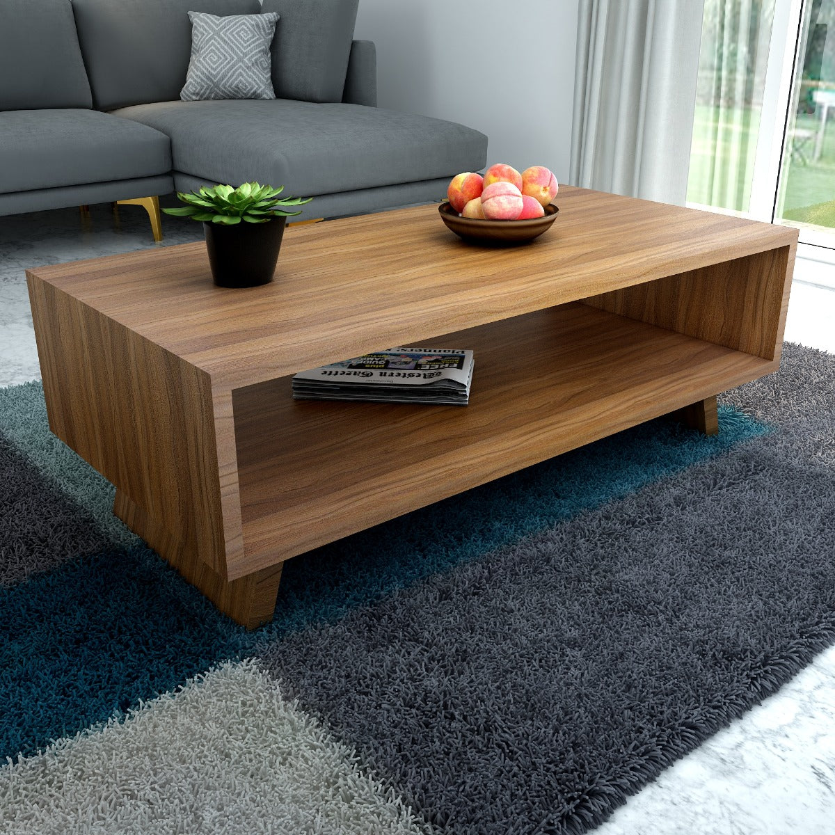 Rectangular Coffee Table ,coffee table for living/waiting area vintage look coffee table in brown in prelaminate particle board,Coffee Table - VI863