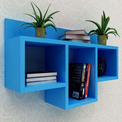 Wall shelves open from top in wood finish, utility shelf for Books/accessories stand,Colorful Hanging Open Storage unit,Wall shelf units-IM383