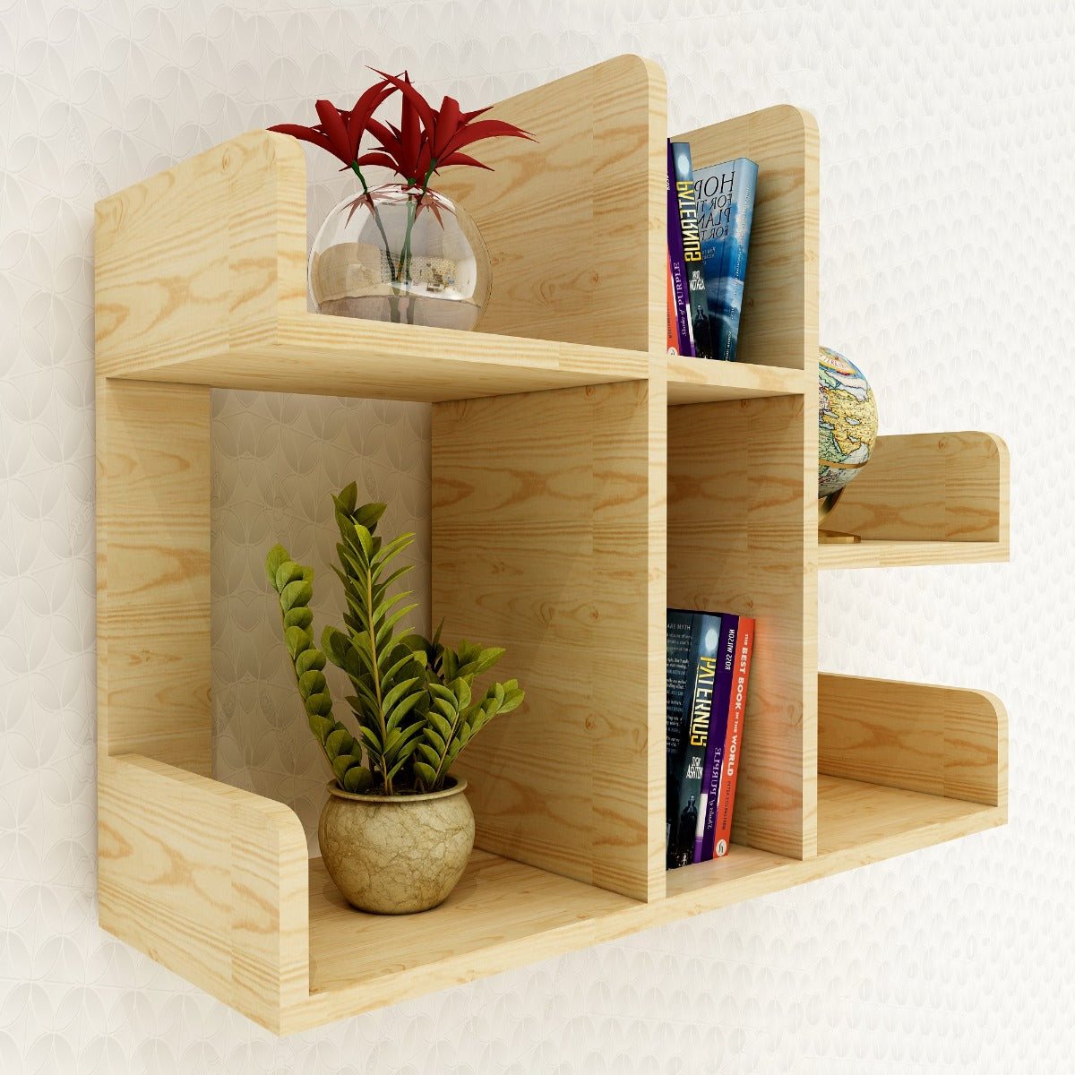 Wall shelves open shelf in wood finish, utility shelf for Books/accessories stand,Hanging Open Storage unit,Wall shelf units-IM386