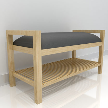 Natural Wood Daybed with Grey Cushion and Slatted Base,  VT-3002