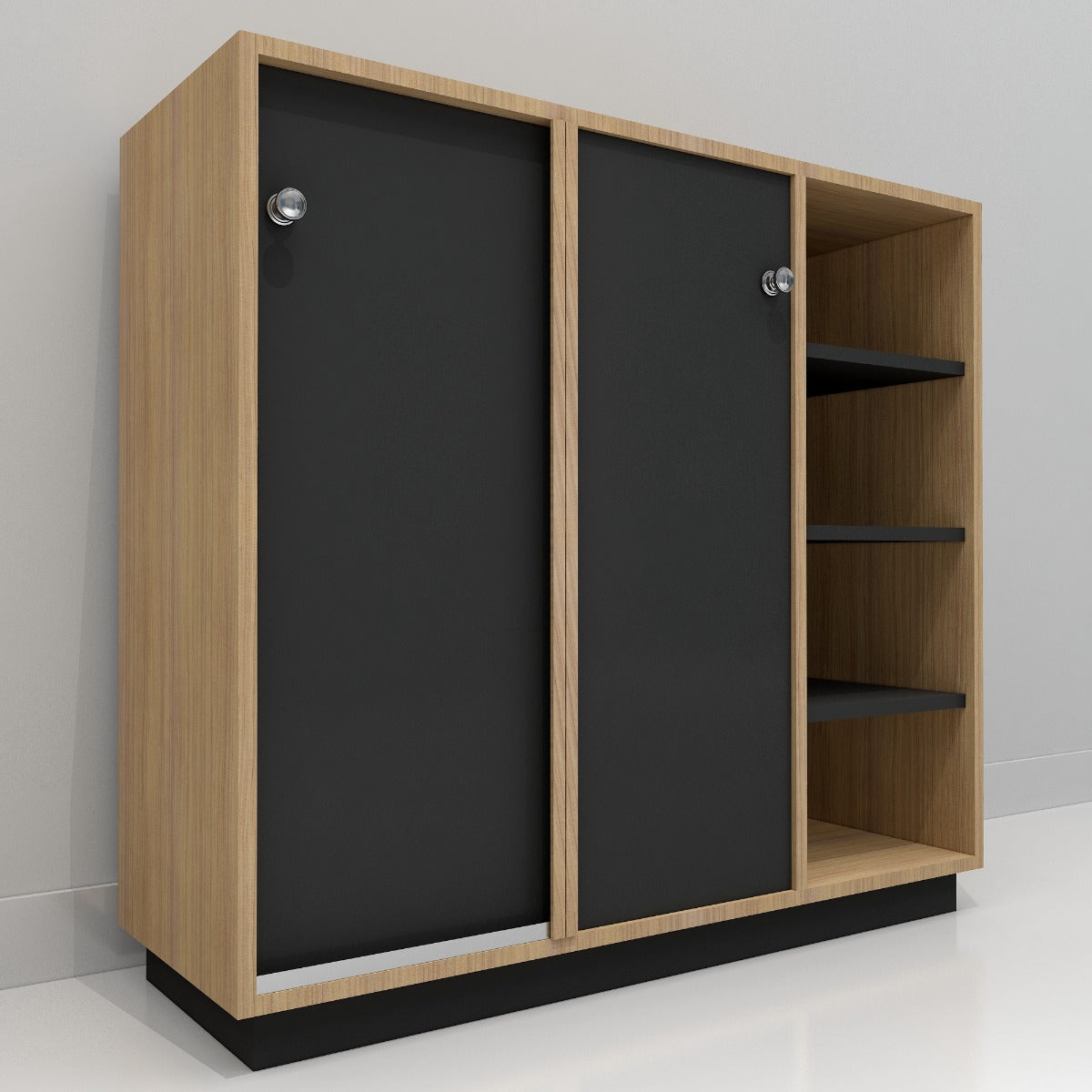 Contemporary Black and Natural Wood Storage Cabinet, IM-1005
