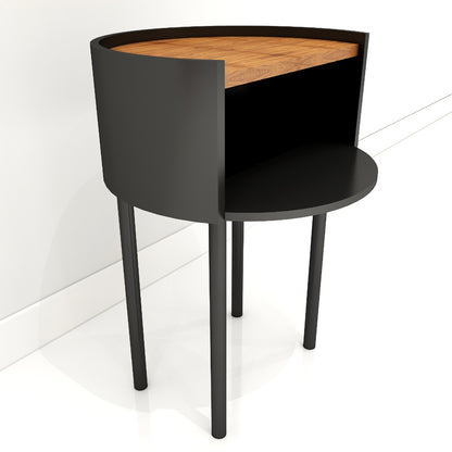 End table with open top and side open shelf in wood finish, utility table for sofa sides ,end table unit-IM385