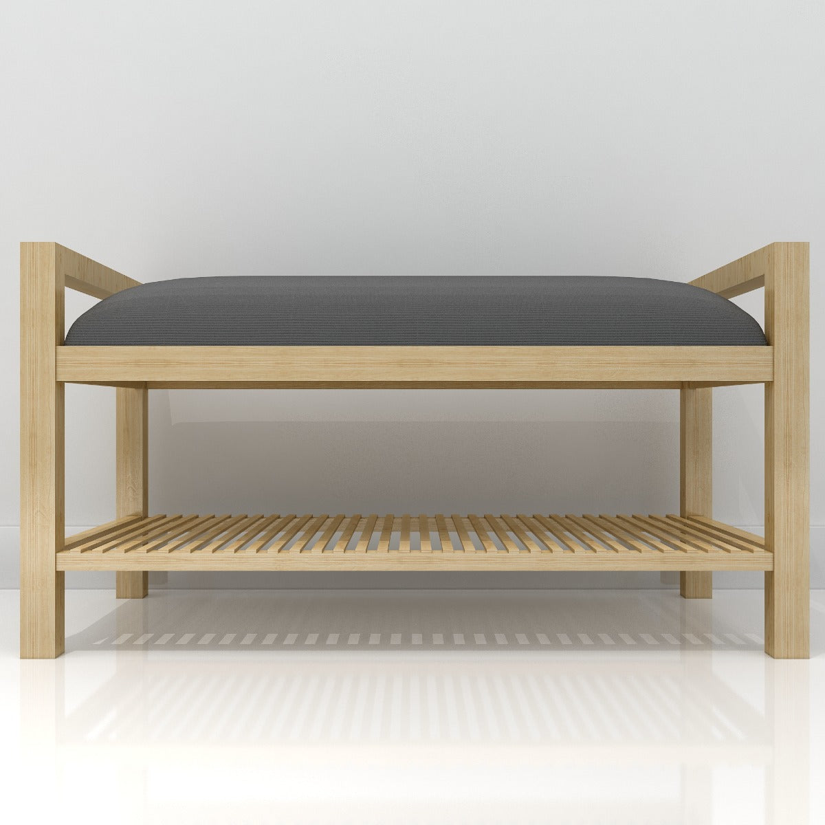 Natural Wood Daybed with Grey Cushion and Slatted Base,  VT-3002