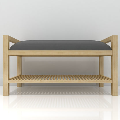 Natural Wood Daybed with Grey Cushion and Slatted Base,  VT-3002