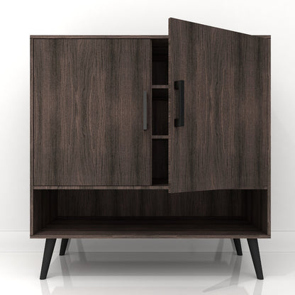 Dark Walnut Wooden Shoe Cabinet with Open & Closed Storage – IM-1007