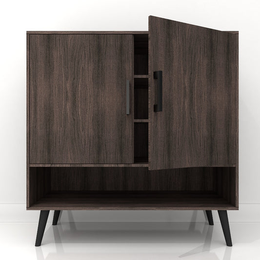 Dark Walnut Wooden Shoe Cabinet with Open & Closed Storage – IM-1007