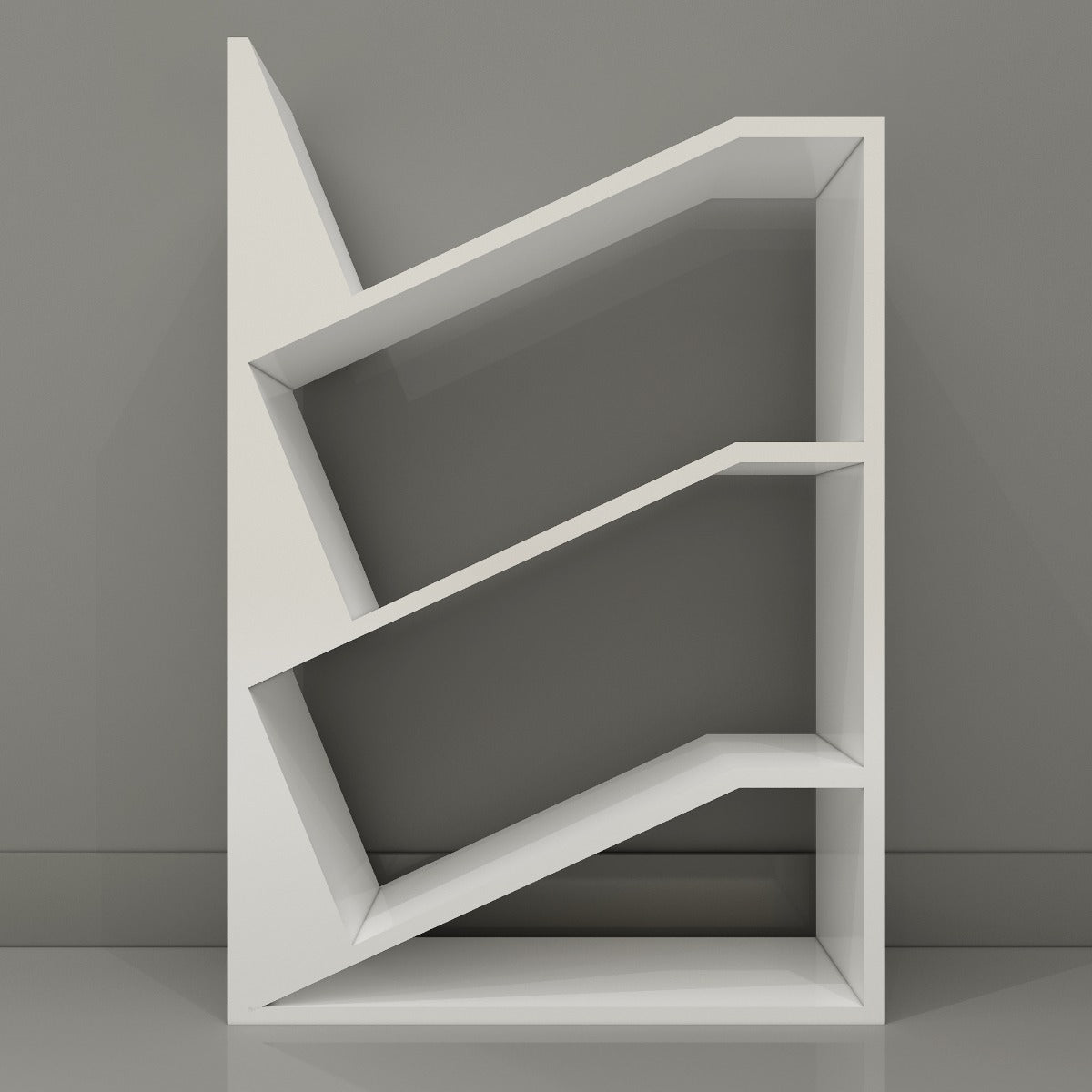 Wooden bookshelf ,  bookshelf  with tapered shelves , White colour bookshelf, floor standing  bookshelf, Bookshelf-IM1013