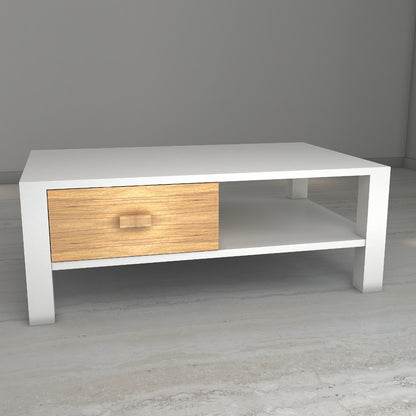 Rectangular Coffee Table ,coffee table for living/waiting area modern look coffee table in White & Light brown in prelaminate particle board ,Coffee Table - IM764