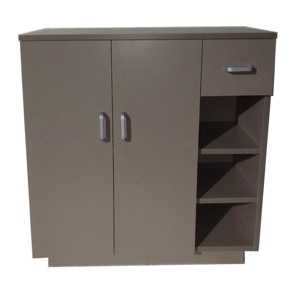 Dark Brown Modern Shoe Cabinet with Sliding Doors and Drawer, VT-3005