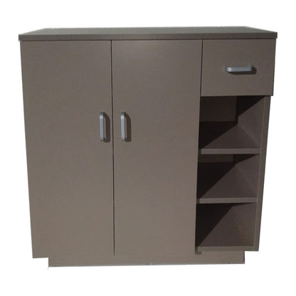 Dark Brown Modern Shoe Cabinet with Sliding Doors and Drawer, VT-3005