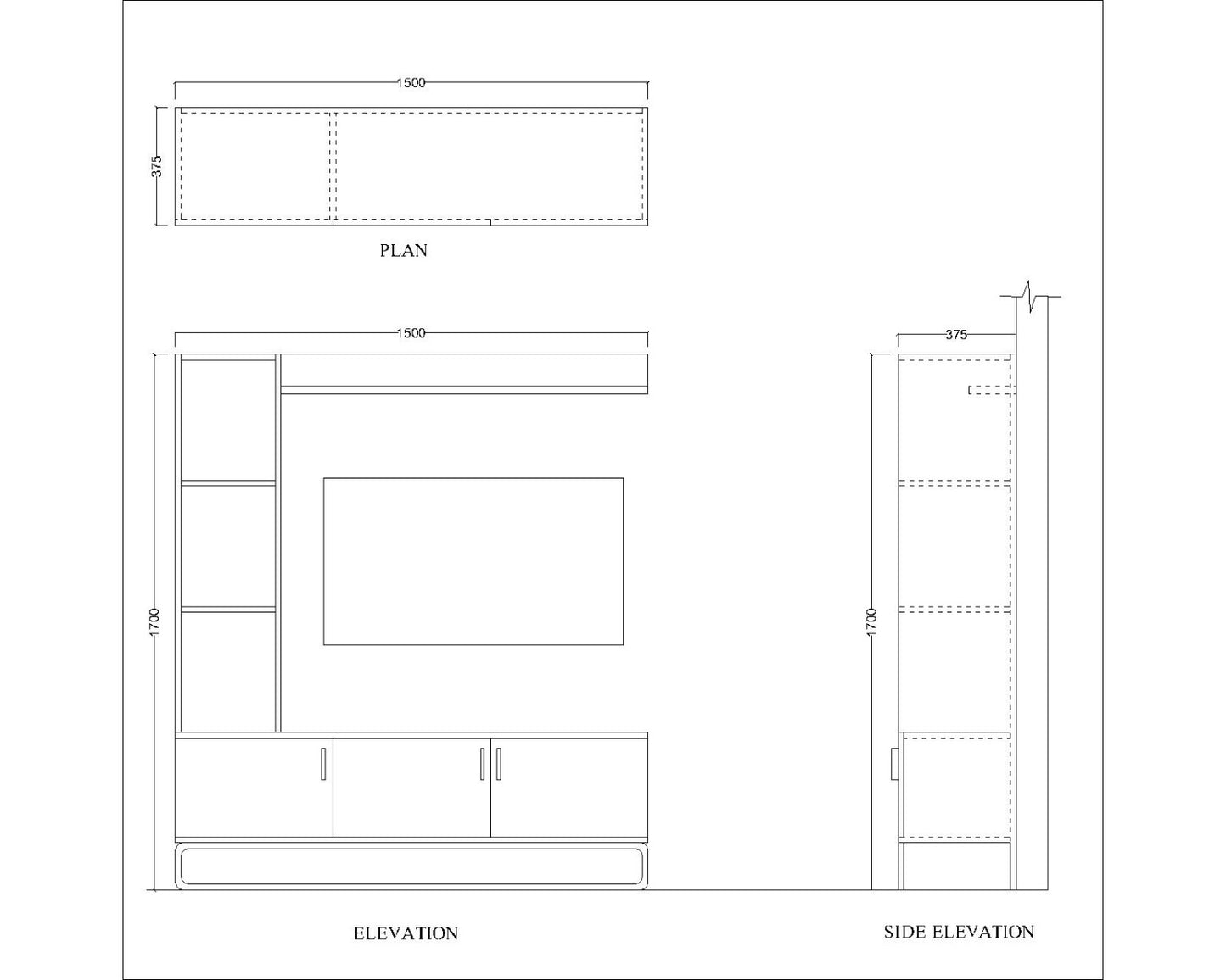 Entertainment Unit, Wood Entertainment Unit, Entertainment Unit for Living & Bedroom Area, Entertainment Unit with Open Shelf and Shutter, Entertainment Unit with MS Leg in Gold Finish, Entertainment Unit - VT - 10008