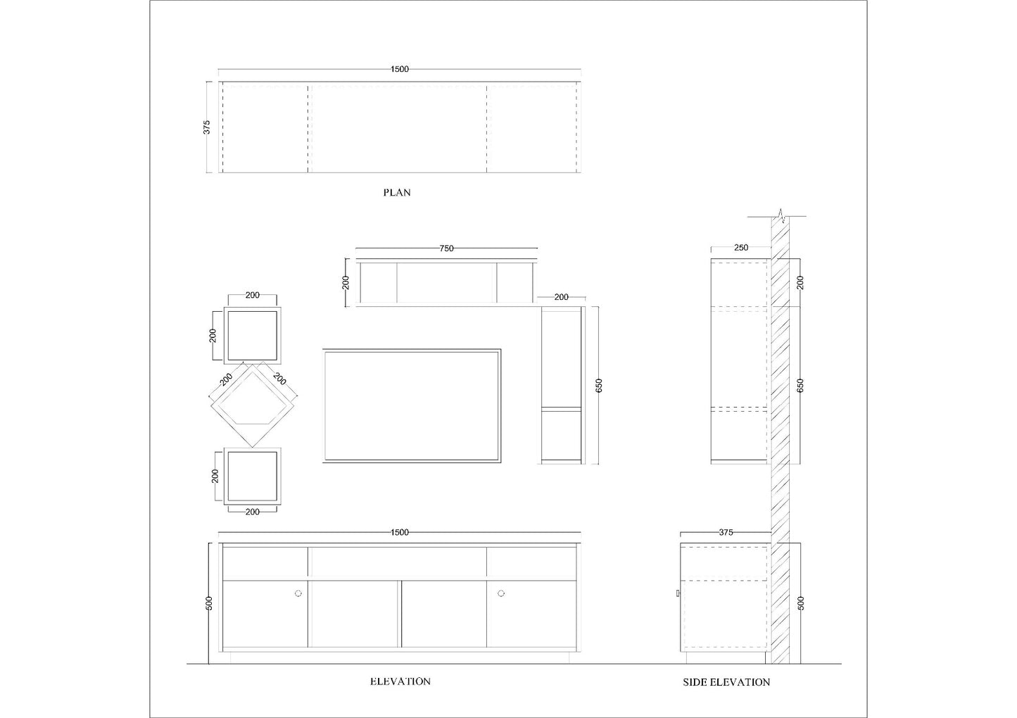 Entertainment Unit, Entertainment Unit for Living & Bedroom Area, Entertainment Unit with Open Shelf, Entertainment Unit with Shutter, Entertainment Unit - VT - 10009