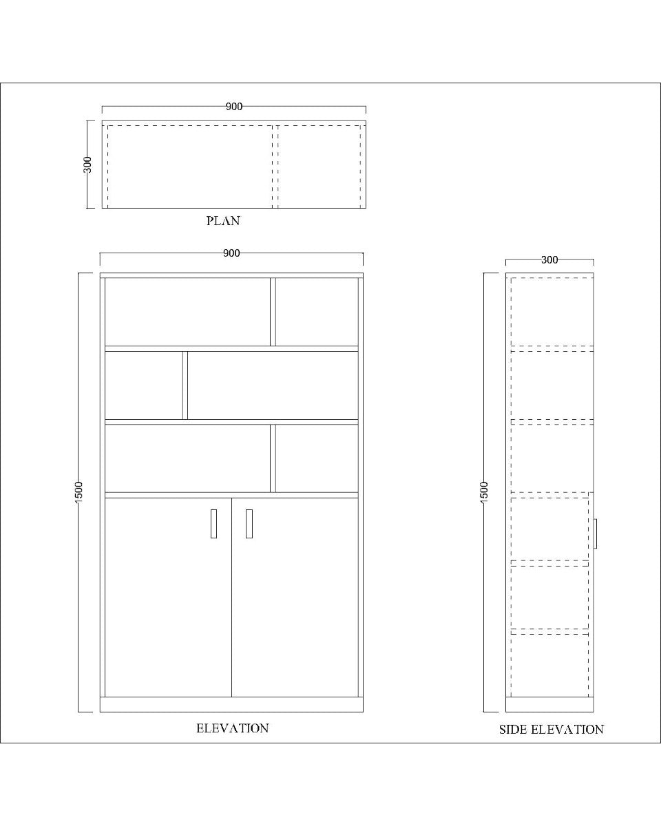 Office Cabinet, White & Blue Color Office Cabinet, Office Cabinet with open shelf, Office Cabinet with Shutter, Office Cabinet - VT- 10016