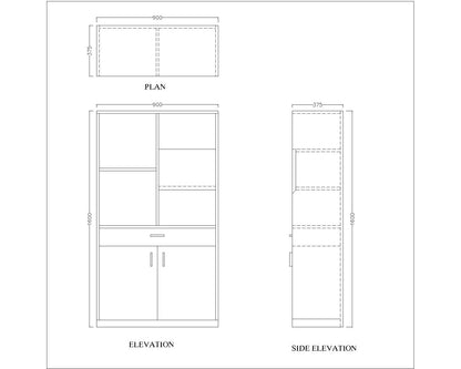 Office Cabinet, Wood Office Cabinet, Office Cabinet with open shelf, Office Cabinet with Shutter, Office Cabinet with Drawer, Office Cabinet - VT- 10017