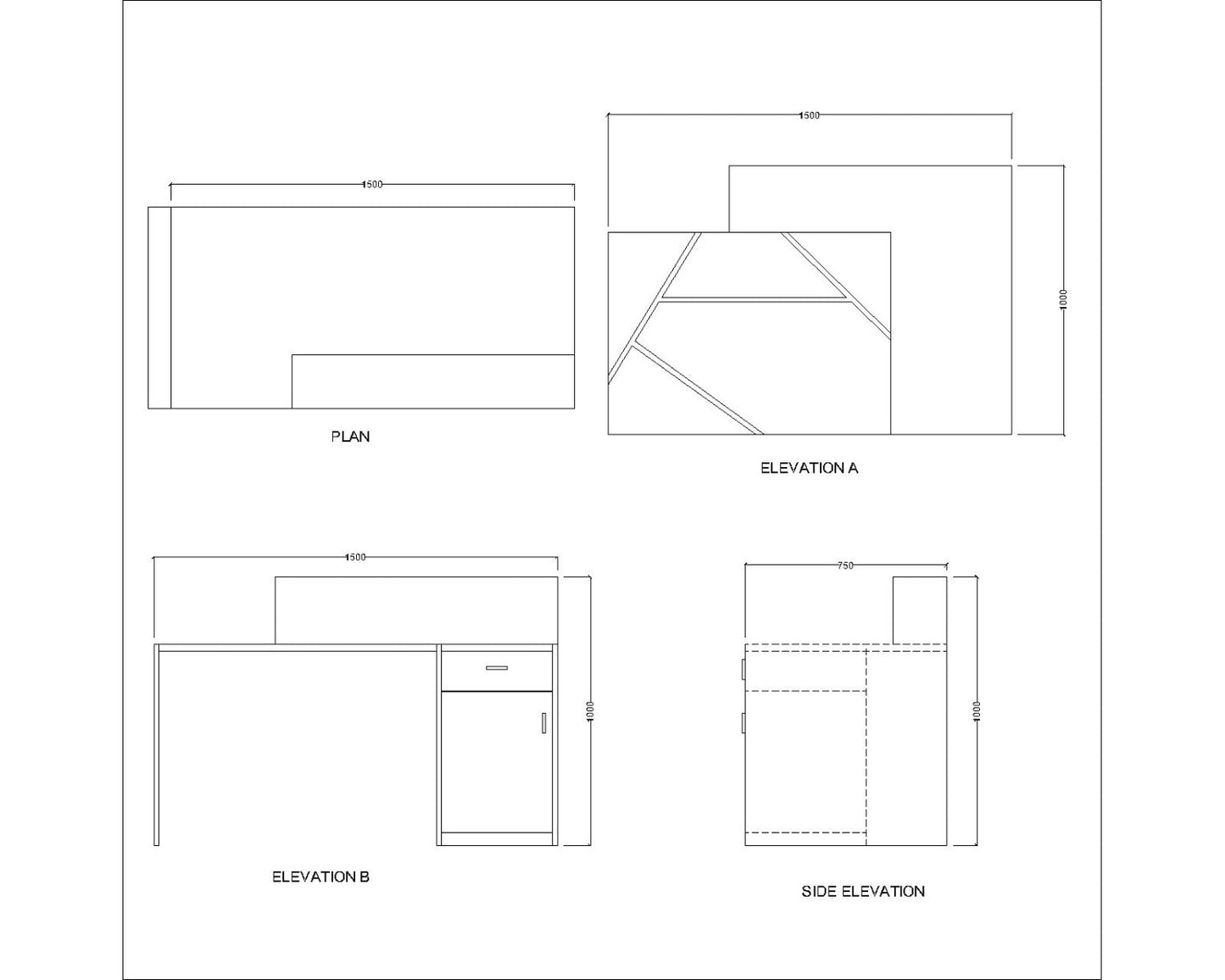 Contemporary Reception Desk with Built-in Drawer and Cabinet Storage VT - 12070
