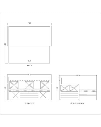 Sofacum Bed, Wood & Blue Sofacum Bed, Sofacum Bed with Drawer, Sofacum Bed with Living & Bedroom Area, Sofacum Bed - VT - 4050