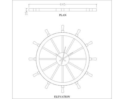 Clock in wood, clock for living/waiting/office  area , vintage clock in black, Ship wheel clock ,Clock - VI553