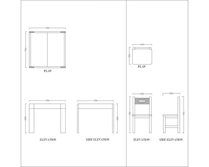 Kids table, Kids chair, study table, kids study table, square  table, table chair set, stool, playing table , wooden table, Study sets -Table and chair set- VT 6003