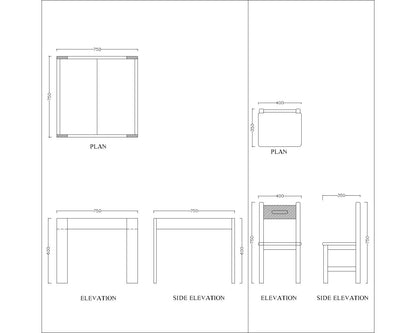 Kids table, Kids chair, study table, kids study table, square  table, table chair set, stool, playing table , wooden table, Study sets -Table and chair set- VT 6004