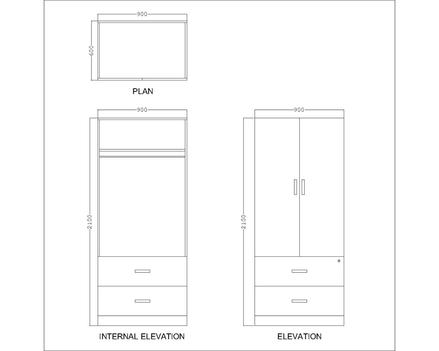 Wardrobe, Wardrobe Hanging Space, Wood Shutter Wardrobe, Wardrobe SS Handle, Wood Wardrobe, Wardrobe - VT- 7001