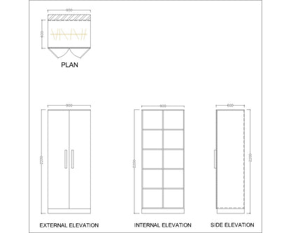 Wardrobe, Wardrobe Open Shelf, Wood Shutter Wardrobe, Wardrobe SS Handle, Wood Wardrobe, Wardrobe -VT- 7002