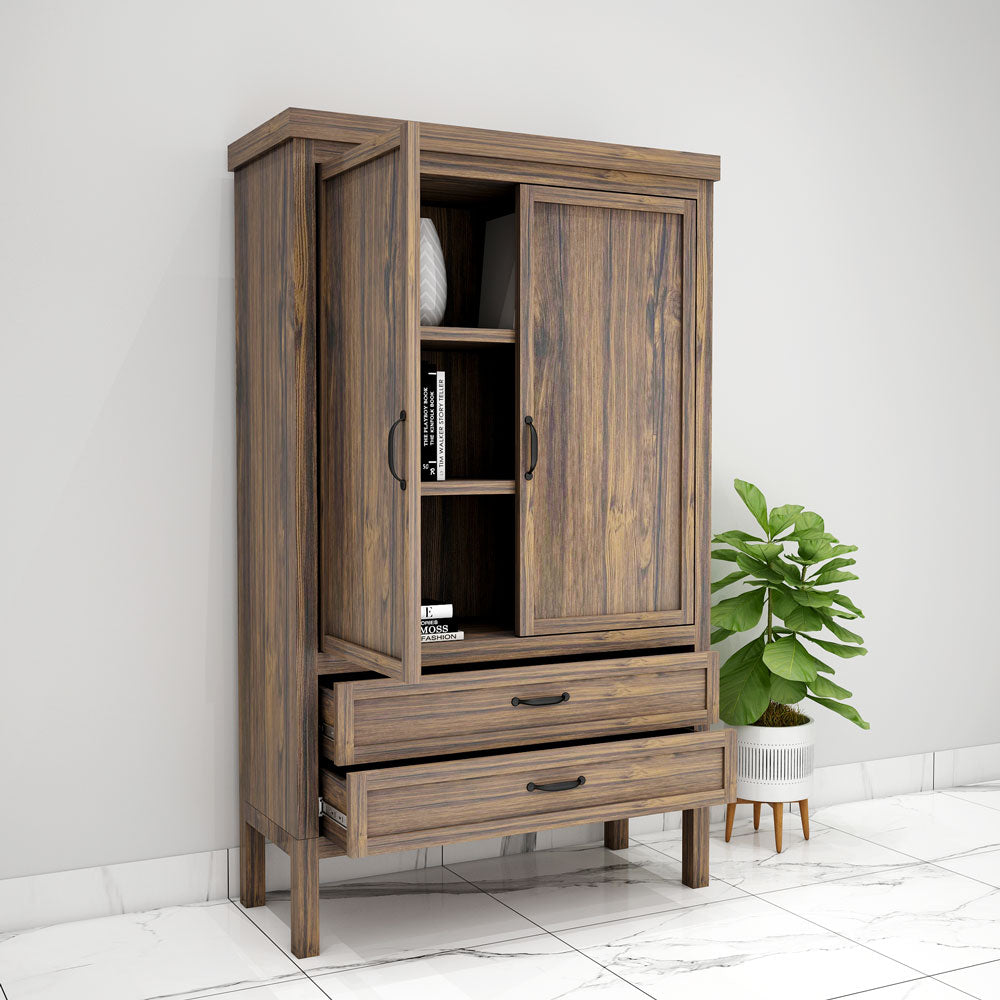 Cabinet, Solid Wood Cabinet, Dark Brown Color Cabinet, Cabinet with Drawer,  Cabinet with Shutter, Cabinet- VT- 10038