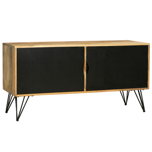 Entertainment Unit, Solid Wood Entertainment Unit, Black & Brown Entertainment Unit, Entertainment Unit with Shutter, Entertainment Unit with Metal Leg, Entertainment Unit  -VT -10052