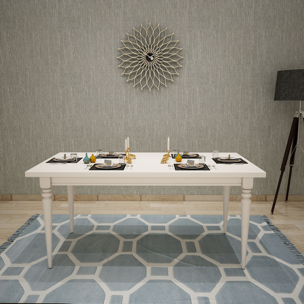 Buy Rectangular White Dining Table for Modern Dining Spaces at Low Price- VT - 3050