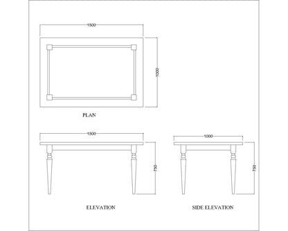 Buy Rectangular White Dining Table for Modern Dining Spaces at Low Price- VT - 3050