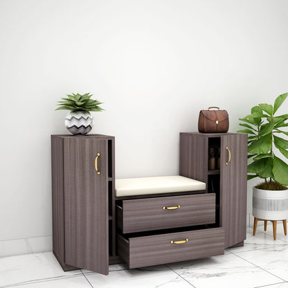 Grey & Beige Shoe Rack with Drawer and Shutter, Beige Fabric Shoe Storage Cabinet at Low Price  VT-10058