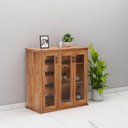 Bar Cabinet, Solid Wood Bar Cabinet, Bar Cabinet With Open Shelf, Light Brown Color Bar Cabinet, Bar Cabinet With Shutter, Bar Cabinet - VT10060