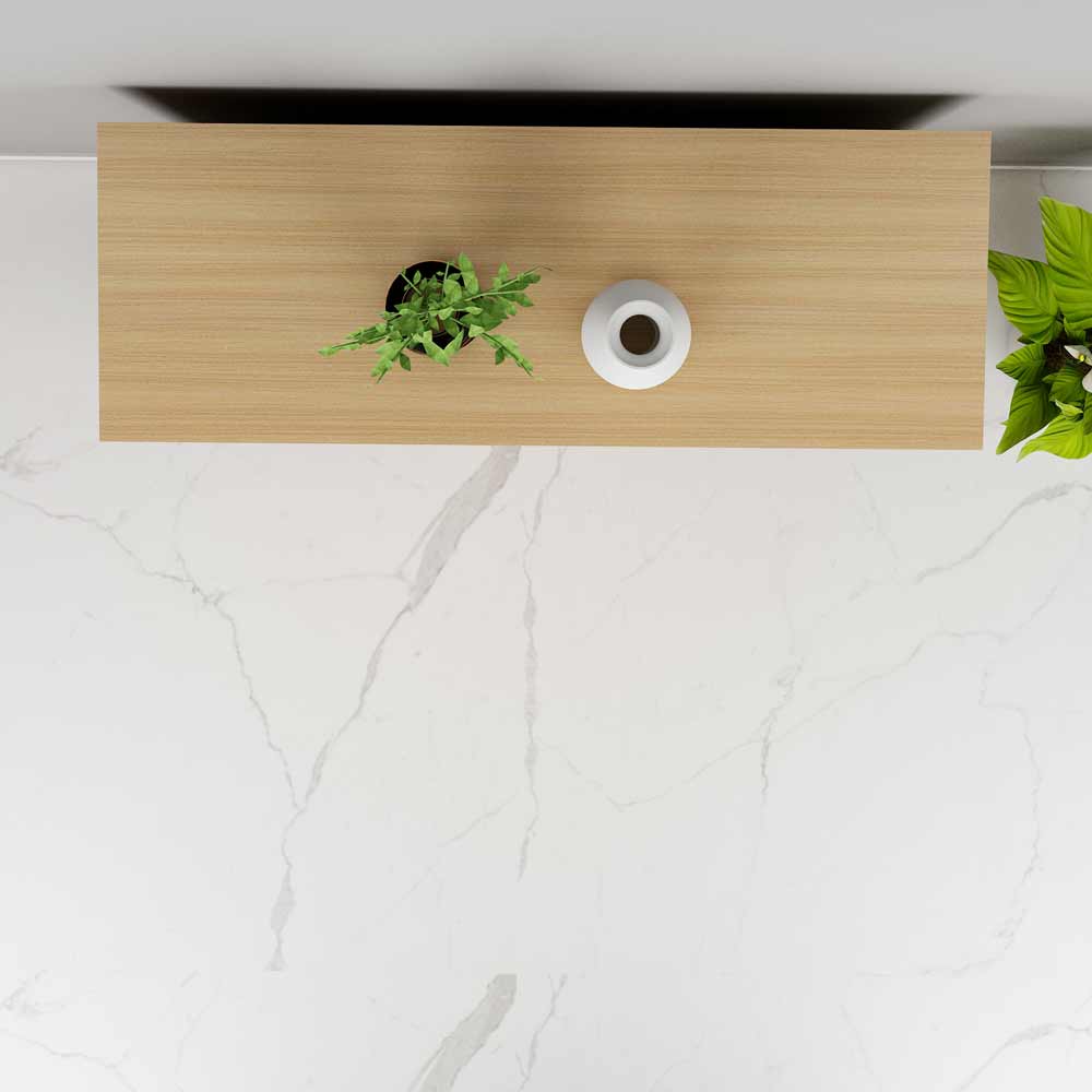 Modern Light Oak Shoe Cabinet with Louvered Dual Door & Open Side Shelves, Black Metal Legs – VT-10068