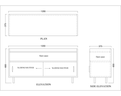 Entertainment Unit, Olive Green & White Color TV Unit, TV Unit with Shutter & Open Space, MS Leg in Golden Color, Entertainment Unit - VT10074