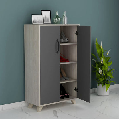 Modern Grey & Natural Wood Tall Shoe Cabinet – VT-10076