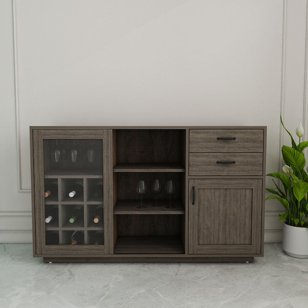 Bar Cabinet, Bar Unit, Bar Unit in Dark Brown Color, Bar Cabinet with Drawer & Shutter - VT10081