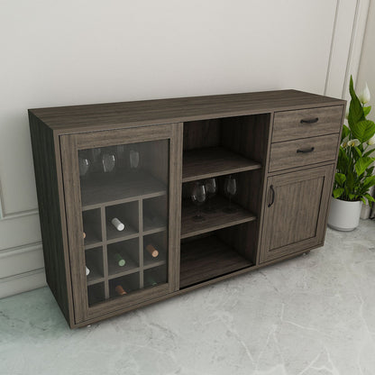 Bar Cabinet, Bar Unit, Bar Unit in Dark Brown Color, Bar Cabinet with Drawer & Shutter - VT10081