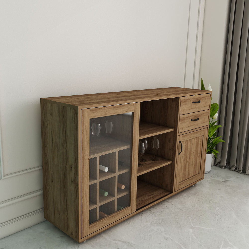 Bar Cabinet, Bar Unit, Bar Unit in Brown Color, Bar Cabinet with Drawer & Shutter - VT10082