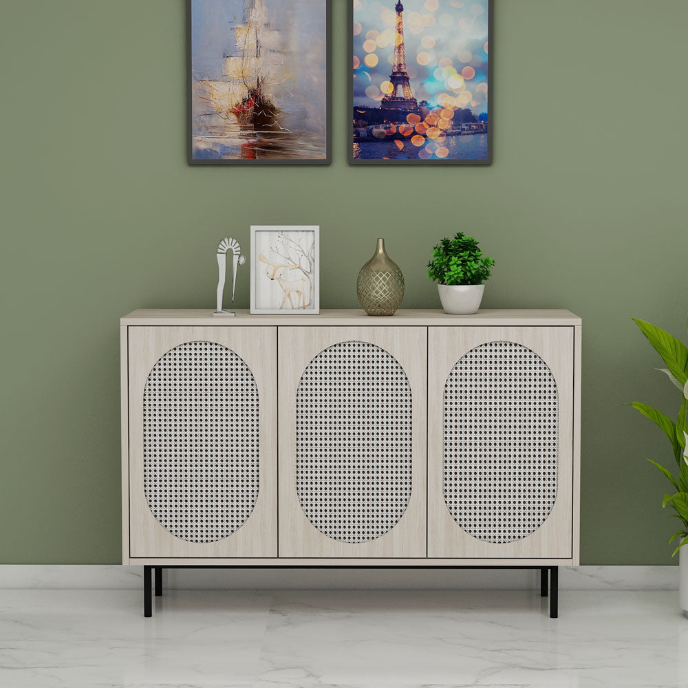 Light Brown Cabinet with Shutter and Black MS Legs, Wooden Shoe Storage  VT-10083