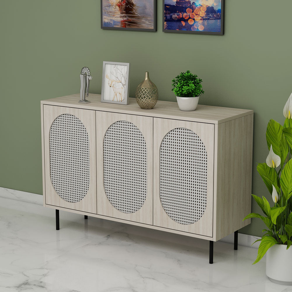 Modern Brown Wooden Shoe Cabinet with Gold Legs and Storage - VT-10083