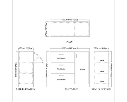 Beige Shoe Rack with Flip Shutter, Unique Vanity Design  VT-10085