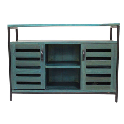 Cabinet, Solid Wood & MS Cabinet, Green Color Cabinet, Cabinet with Shutter, Cabinet with Open Shelf, Cabinet - VT10087